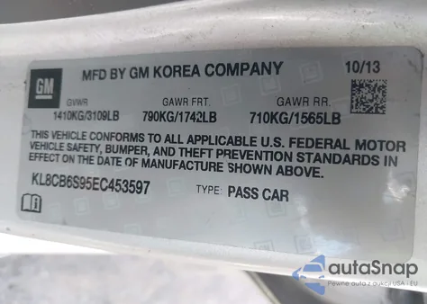 2014 Chevrolet Spark Ls Auto from USA, damaged, VIN KL8CB6S95EC453597